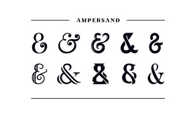 Wall Mural - Collection of decoration ampersands. Stylish ampersand for stock, template, wedding invitations. Vector illustration