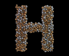 Sticker - Light gold letter H on the background. 3D