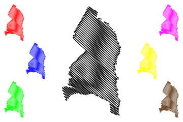 Prince Georges County, Maryland (U.S. county, United States of America, USA, U.S., US) map vector illustration, scribble sketch Prince George's map