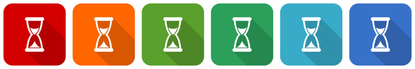 Aufkleber - Time icon set, flat design vector illustration in 6 colors options for webdesign and mobile applications