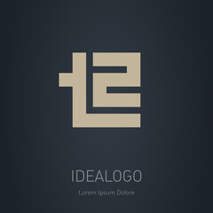 T2 - Vector design element or icon. Initial monogram logotype. T and 2 initial logo.