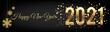 Golden Happy New Year 2021 Posters Horizontal With Burst Glitter on Black Colour Background - Happy New Year 2021 Golden banner Horizontal with Burst glitter – New Year 2021 Golden Horizontal banner