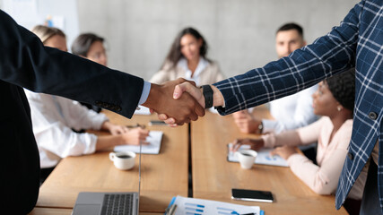 Handshake At Business Meeting, Two Businessmen Shaking Hands In Office