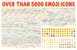 All type of emojis in one big set. Hands, gesture, people, animals, food, transport, activity, sport emoticons. Smiley big collection. Over that 5000 icons