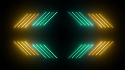 Wall Mural - neon light tube vj background animation. 3d rendering motion animation. pattern of glowing neon ligh
