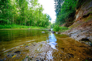 Sticker - sandstone cliffs on the river Amata in Latvia