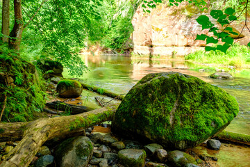 Sticker - sandstone cliffs on the river Amata in Latvia