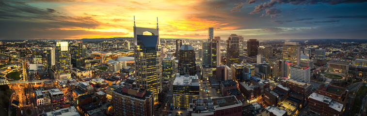 Wall Mural - Skyline of nashville with sunset