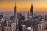 Fototapeta  - Chicago, Illinois, USA aerial cityscape towards Lake Michigan