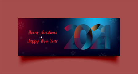 Wall Mural - happy new year and merry christmas facebook cover page timeline web ad banner template. modern layou