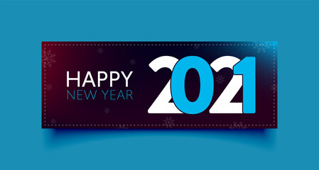 Happy New Year facebook cover page timeline web ad banner template. modern layout dark blue background and cyan and white text design