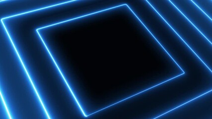 Poster - Abstract background of blue glowing neon lines. Seamless