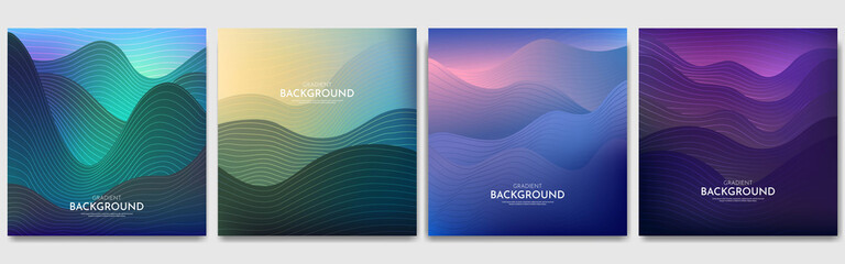 Wall Mural - vector illustration. minimalist wavy posters. bright gradient color. futuristic style. design for so