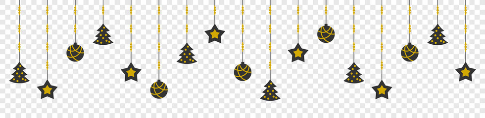 Wall Mural - merry christmas hanging ornaments decoration on transparent background illustration