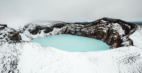 volcano in the Kamchatka territory top view