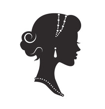Graceful Silhouette Of A Woman's Head In Profile With A Beautiful Hairstyle And A Headband On A Case Background