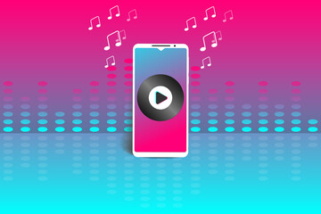 Wall Mural - Concept with smartphones in the style of social networks. Mobile app template.