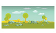 © Jaitunnessa - summer countryside nature and cartoon types landscape illustrator design