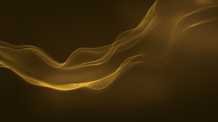 Wall Mural - Abstract golden glitter waves background. Dynamic geometric technology design element.