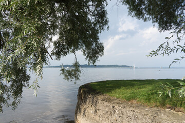 Wall Mural - Green landscape at the bank of the Chiemsee in Bernau, Germany