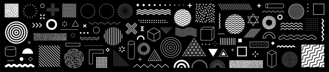 Wall Mural - set of 100 geometric shapes. memphis design, retro elements for web, vintage, advertisement, commerc