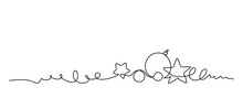 Merry Christmas Decoration. Continuous One Line Art