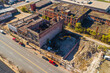 Aerial View of Crumbling Gary Indiana, Post industrial Collapse of Downtown Gary, Indiana. 