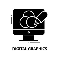 digital graphics icon, black vector sign with editable strokes, concept illustration