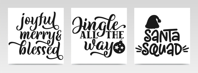 Wall Mural - Christmas quotes letter typography set illustration.