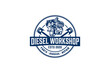 Diesel engine logo vector. workshop automotive transportation engine piston element.