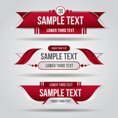 Wall Mural - lower third tv red design template modern contemporary. set of banners bar screen broadcast bar name