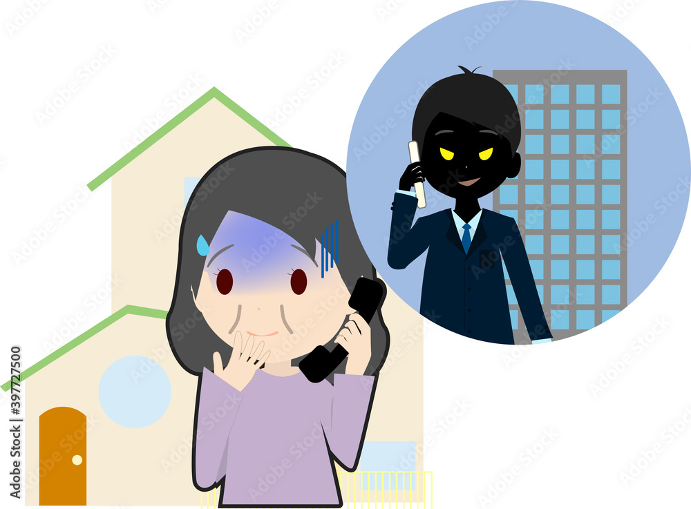 老人に電話をする悪い人のイラスト Affair Wall Mural Affa Foolchico