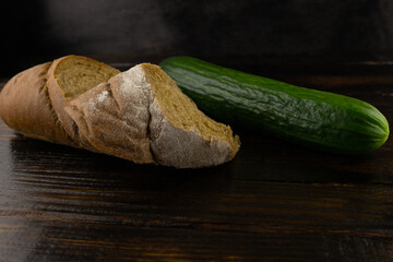 Black bread and fresh cucumber