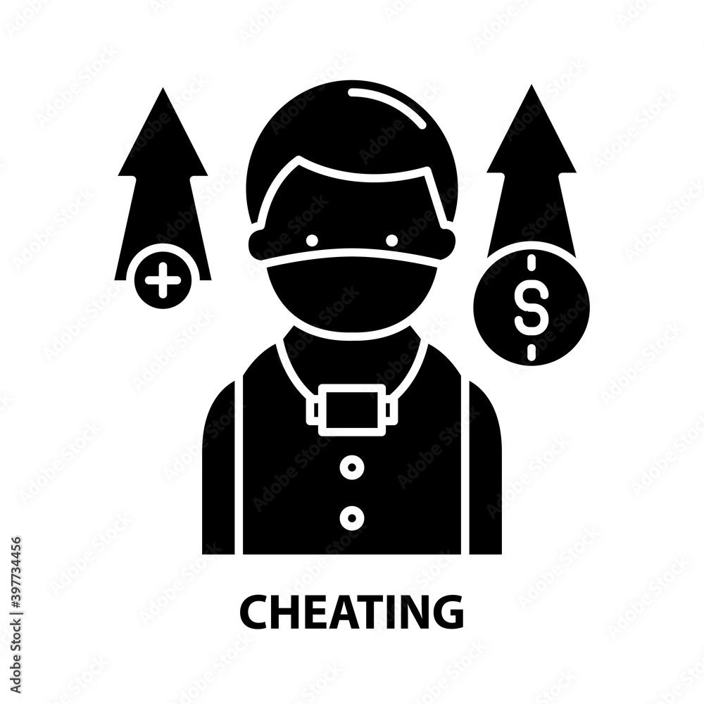 Cheating Fun Icon cheating icon, black vector sign with editable strokes, concept ...