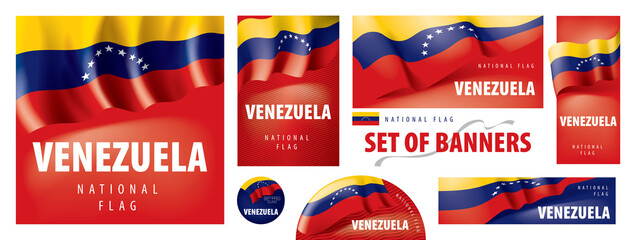 vector set of banners with the national flag of the venezuela