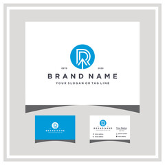 Wall Mural - letter R up arrow logo design and business card vector