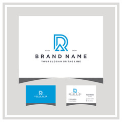 Wall Mural - letter R up arrow logo design and business card vector