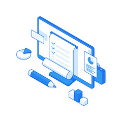 Wall Mural - cartoon computer monitor with printed business document