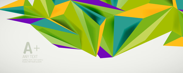 Vector triangle geometric backgrounds. Low poly 3d shape on light backdrop. Vector illustration for covers, banners, flyers and posters and other designs