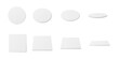 White coaster mockup set - realistic blank circle and square pads