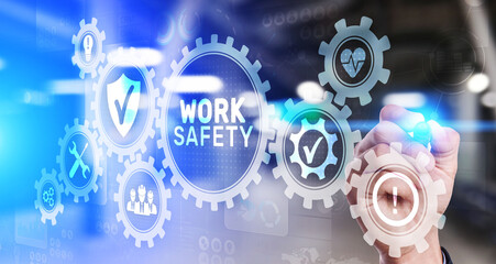 Work safety instruction standards law insurance industrial technology and regulation concept.