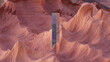 Monolith mystery in desert, 3d rendered