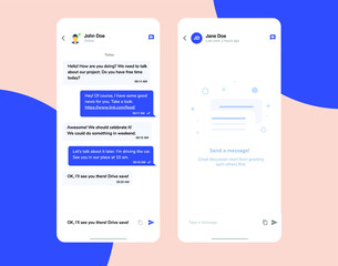 Clean and beautiful Mobile UI Design Concept. Trendy Chat Application. Messenger. Vector EPS 10