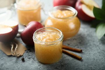 Poster - Homemade apple jam or sauce with spices