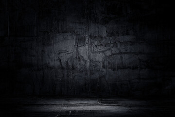 Wall Mural - empty space of studio dark room concrete floor grunge texture background.