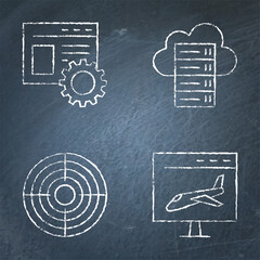 Chalkboard SEO icon set in line style