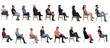 © curto - Group of people sitting cross-legs on white background