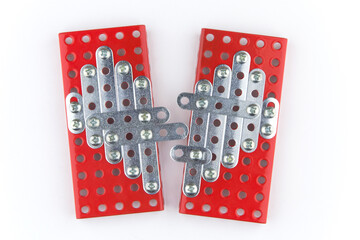 meccano heart: split heart of two halves built with designer, wh