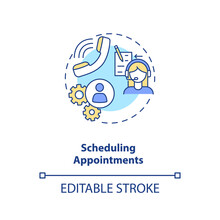 Scheduling Appointments Concept Icon. Plan Organization. Task Management. Secretary Work. Virtual Assistant Idea Thin Line Illustration. Vector Isolated Outline RGB Color Drawing. Editable Stroke
