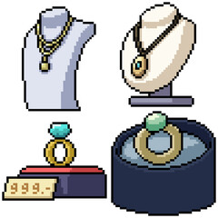 Canvas Print - pixel art set isolated jewelry decoration